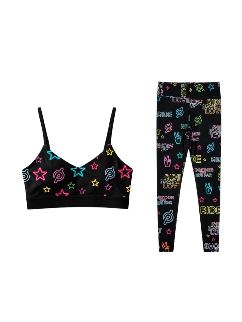 Peloton Neon Doodle Activewear Set M - Picture 2 of 2